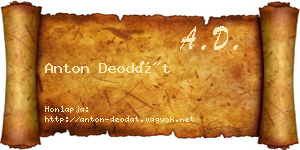 Anton Deodát névjegykártya